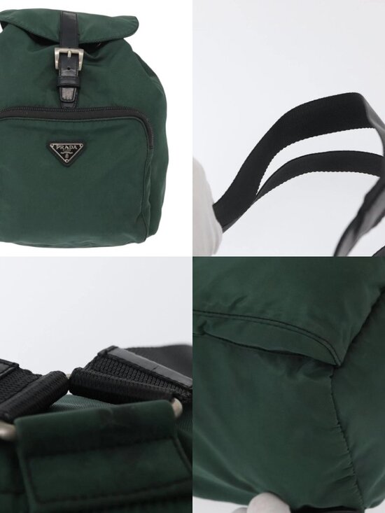 PRADA Backpack Nylon Green Silver Auth ki6395 main image 4